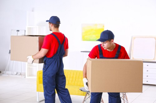 Man with a van in Brompton loading moving boxes