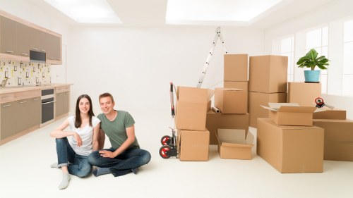 Packing materials and household items prepared for a Brompton move