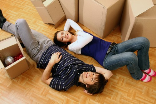 Packing and labelling office equipment during relocation in Brompton