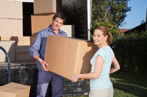 Organized packing boxes ready for storage or moving